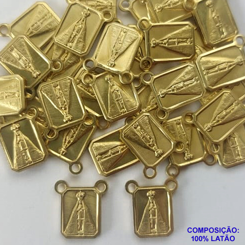 ACESSÓRIO PINGENTE NO BRUTO PRONTO PARA O BANHO(CX72) - PINGENTE ESCÁPULARIO NOSSA SRA APARECIDA 6X8MM (2537) COM DUAS ARGOLINHAS - COMPOSIÇÃO 100% LATÃO - PESO TOTAL 0,4GR - BRU0002028