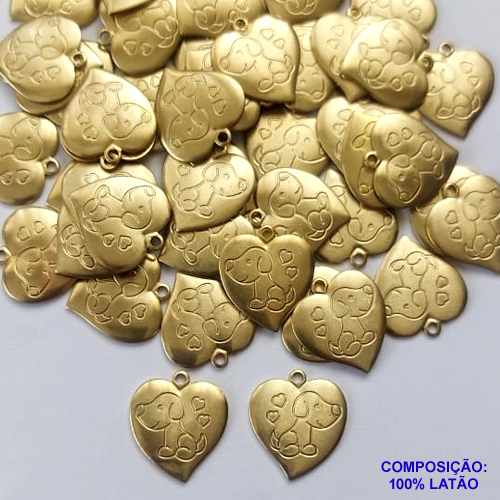 ACESSÓRIO PINGENTE NO BRUTO PRONTO PARA O BANHO (CX17)- PINGENTE CORAÇÃO CACHORRO 14X15MM (4253) - COMPOSIÇÃO 100% LATÃO - PESO TOTAL 0,8GR - BRU0002031