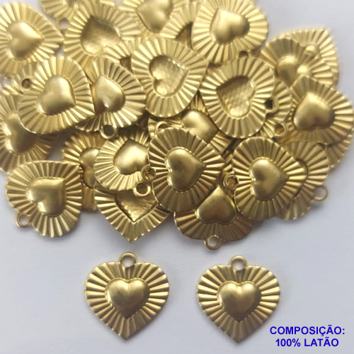 ACESSÓRIO PINGENTE NO BRUTO PRONTO PARA O BANHO (CX18) - PINGENTE CORAÇÃO 10MM (5554) - COMPOSIÇÃO 100% LATÃO - PESO TOTAL 0,5GR - BRU0002034