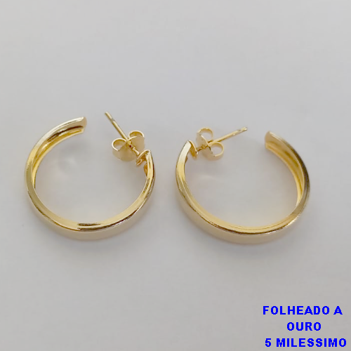 BRINCO FOLHEADO A OURO - BANHADO COM 5 MILESIMO(ARJ1067)+VERNIZ DIAMOND - BRINCO DE ARGOLA 2CM - OURO012
