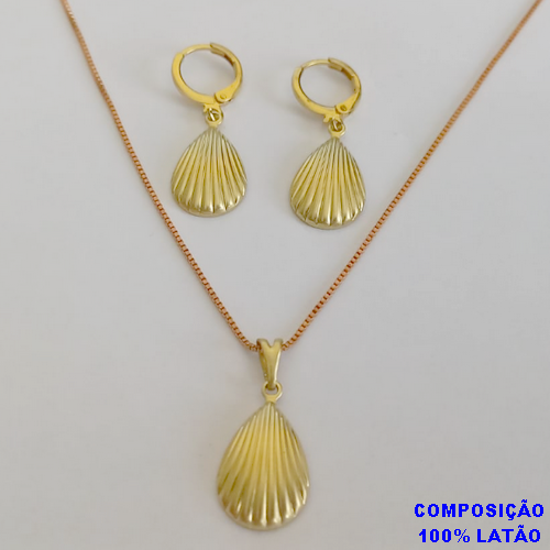 CONJUNTO NO BRUTO PRONTO PARA O BANHO - (5535)GOTA TEXTURA ONDULADO - CORRENTE VENEZIANA DE 45CM - PESO TOTAL 3,9GR - BRU12352