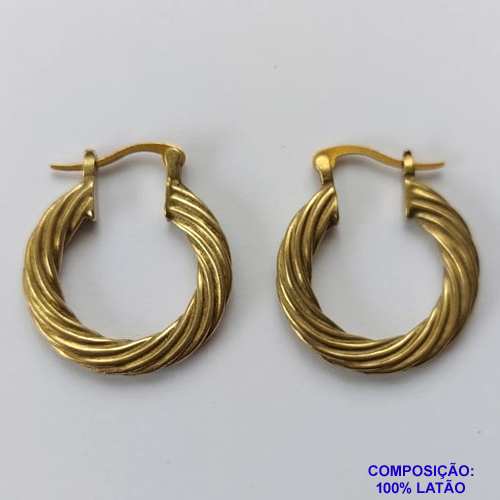 BRINCO NO BRUTO PRONTO BANHO(CX124) - BRINCO ARGOLA TORCIDA - TAMANHO 26MM - LARGURA: 2MM - PESO TOTAL 11,7GR - BRU12485