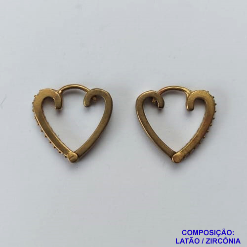 BRINCO NO BRUTO PRONTO BANHO(TTUU)(CX02) BRINCO ARGOLA FORMATO CORAÇÃO DE PRESSÃO (TRANQUETA) COM UMA FILEIRA EM MICROS ZIRCÔNIAS COLORIDAS - TAMANHO 24MM - LARGURA: 1MM - PESO TOTAL 4,6GR - BRU12489