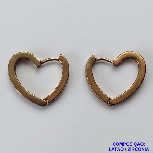 BRINCO NO BRUTO PRONTO BANHO(CX03)- BRINCO ARGOLA FORMATO CORAÇÃO DE PRESSÃO (TRANQUETA) COM UMA FILEIRA EM MICROS ZIRCÔNIAS CRISTAIS - TAMANHO 17MM - LARGURA: 1,5MM - PESO TOTAL 3,8GR - BRU12492