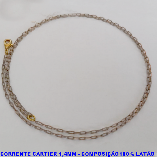 CORRENTE NO BRUTO PRONTO PARA O BANHO(KDL40) - COM FECHO LAGOSTA -TAMANHO 70CM - PESO TOTAL 2.3GR -COMPOSIÇÃO 100% LATÃO - BRU12357