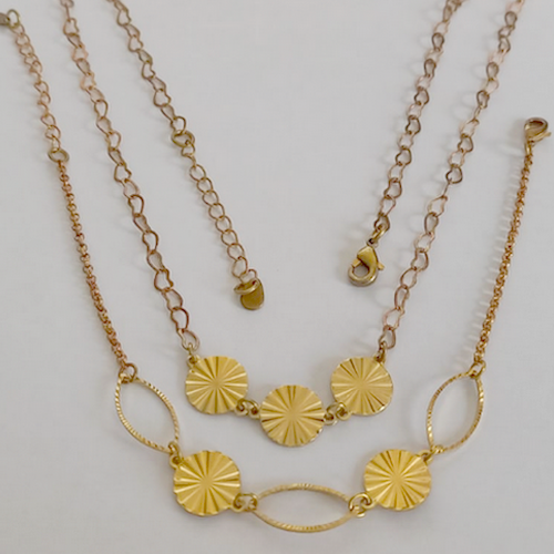 CONJUNTO NO BRUTO PRONTO PARA O BANHO(5546)(GARGANTILHA E PULSEIRA)CORRENTE TODA EM CORAÇÃO) - COM FECHO LAGOSTA -TAMANHO 50CM -( PESO TOTAL 6,5GR -COMPOSIÇÃO 100% LATÃO - BRU12359