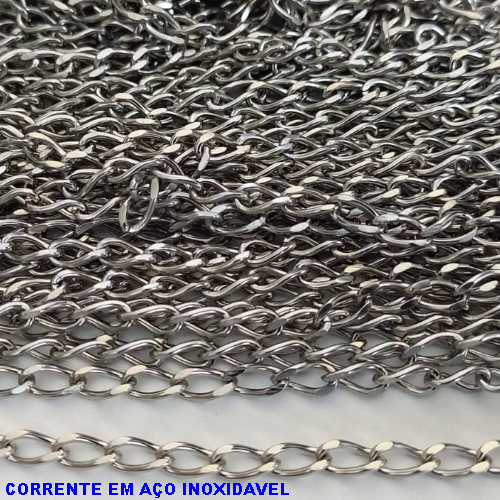 CORRENTE EM AÇO INOXIDAVEL PRONTO PARA MONTAGEM(AÇO02) - CORRENTE VENDIDA POR METRO - LARGURA 3,5MM - BRU12370