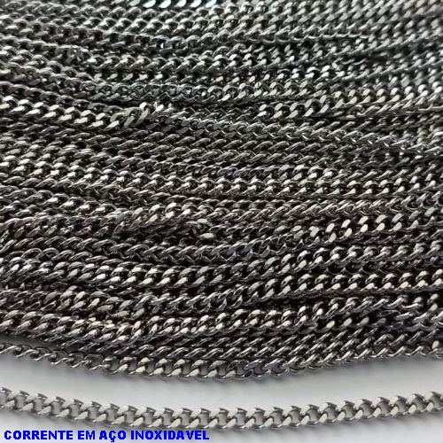 CORRENTE EM AÇO INOXIDAVEL PRONTO PARA MONTAGEM(AÇO03) - CORRENTE VENDIDA POR METRO - LARGURA 2,4MM - BRU12371