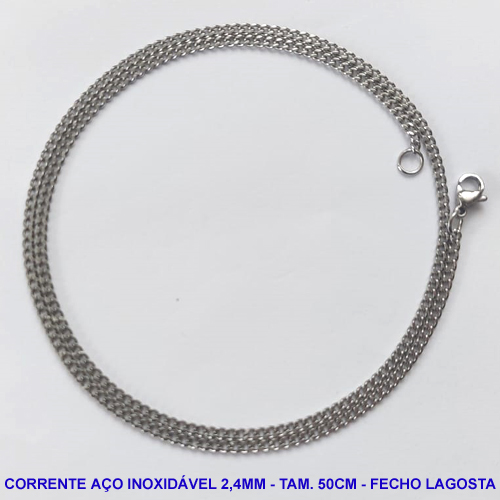 CORRENTE EM AÇO INOXIDÁVEL - (ACO03) TAMANHO 50CM - LARGURA 2,4MM - FECHO LAGOSTA - COMPOSIÇÃO: AÇO INOXIDÁVEL -  AÇO973