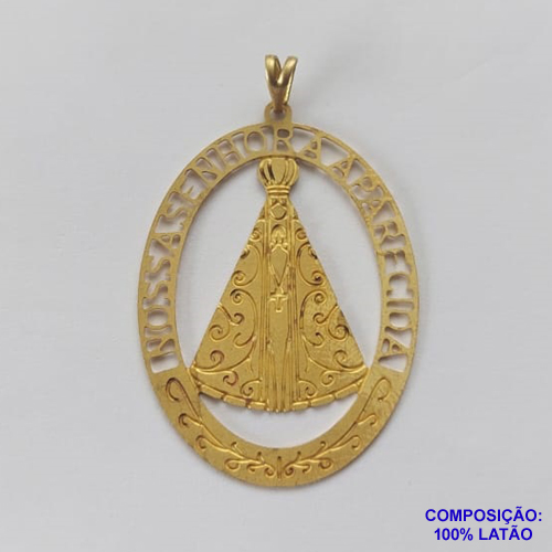 PINGENTE NO BRUTO PRONTO PARA O BANHO - PINGENTE OVAL EM FOTOCORROSÃO NOSSA SRA APARECIDA (FC0960) - TAMANHO 29x37MM - PESO TOTAL 1,8GR - BRU12552