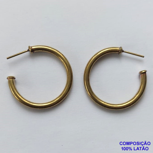 BRINCO NO BRUTO PRONTO PARA O BANHO(SUZI) - BRINCO DE ARGOLA (BR200) - TAMANHO 28MM LARGURA 2MM - PESO TOTAL 3,3GR - BRU12599