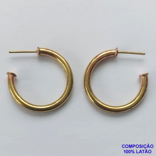 BRINCO NO BRUTO PRONTO PARA O BANHO(SUZI) - BRINCO DE ARGOLA MÉDIO (BR201) - TAMANHO 24MM - LARGURA 2,3MM - PESO TOTAL 2,6GR - BRU12605