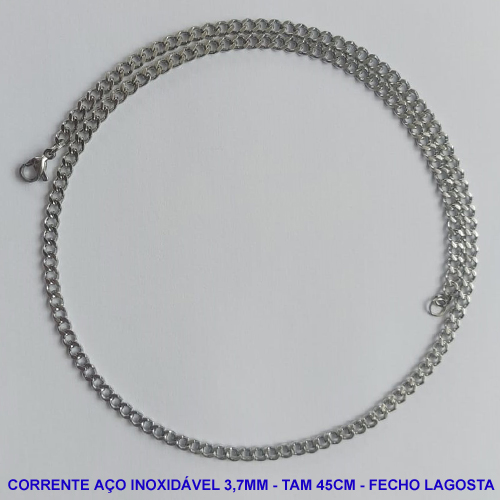 CORRENTE EM AÇO INOXIDÁVEL - TAMANHO 45CM - LARGURA 3,7MM (AÇO4) - FECHO LAGOSTA - COMPOSIÇÃO: AÇO INOXIDÁVEL -  AÇO985
