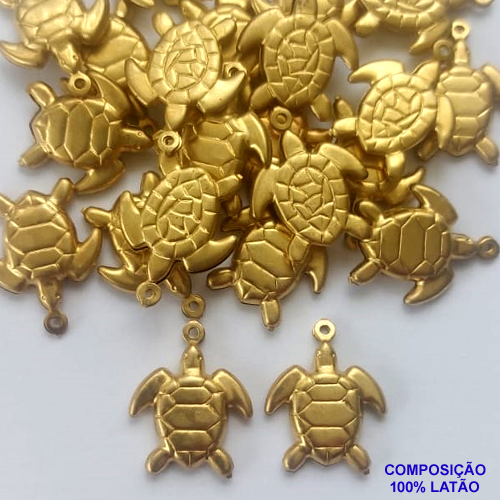 ACESSÓRIO NO BRUTO PRONTO PARA O BANHO(CX110) - PINGENTE TARTARUGA (E0878) - COMPOSIÇÃO: 100% LATÃO - TAMANHO 16X20MM -  PESO TOTAL 1GR - BRU0002096