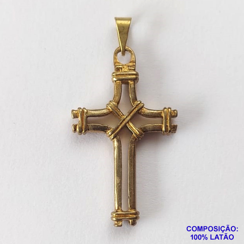PINGENTE NO BRUTO PRONTO PARA O BANHO(CX62) - PINGENTE CRUCIFIXO VAZADO - TAMANHO 20X34CM - PESO 3,5GR - BRU12640