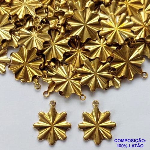 ACESSÓRIO NO BRUTO PRONTO PARA O BANHO(CX71) - PINGENTE FLOR MARTELADA (E3221) - TAMANHO 15MM PESO TOTAL 0,6GR - COMPOSIÇÃO: 100% LATÃO - BRU0002111