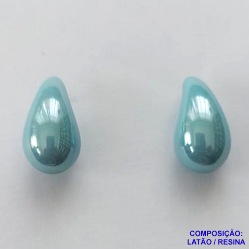 BRINCO NO BRUTO PRONTO PARA O BANHO (CX39) - BRINCO DE PINO FORMATO GOTA AZUL 8X15MM - PESO TOTAL: 1,5GR - BRU12664