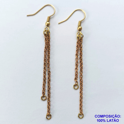 ACESSÓRIO NO BRUTO PRONTO PARA O BANHO - BASE DE BRINCO TIPO ANZOL COM CORRENTES TAMANHO 3 E 5 CM - (VENDIDA POR PAR) PESO DO PAR 1,7GR - BRU0002132