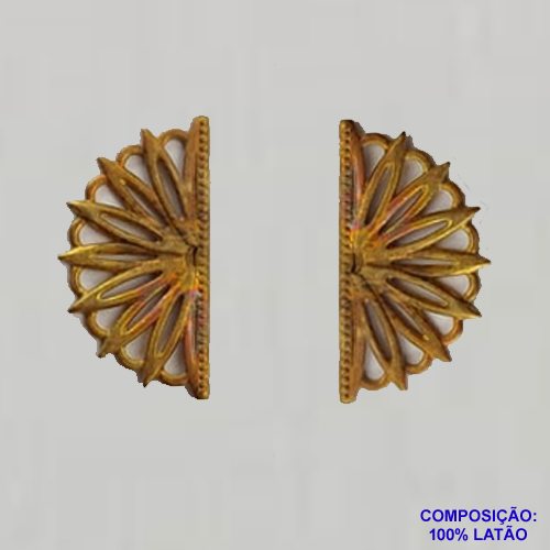 BRINCO NO BRUTO PRONTO BANHO(RO) (CX05) - BRINCO DE PINO MEIA FLOR VAZADA - TAMANHO 11X22MM - PESO TOTAL 1,8GR - BRU12708