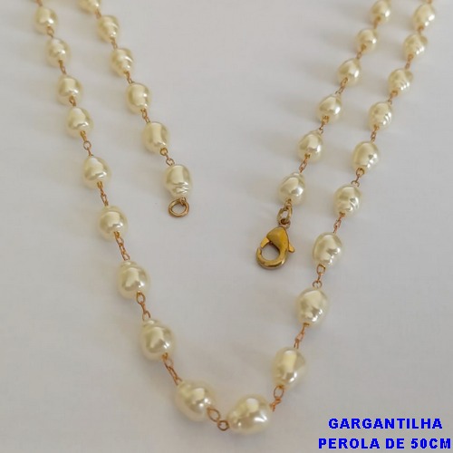 GARGANTILHA NO BRUTO PRONTO PARA O BANHO - GARGANTILHA TODA EM PÉROLAS BARROCAS 7MM - TAMANHO 50CM - PESO: 7,1GR - BRU12709