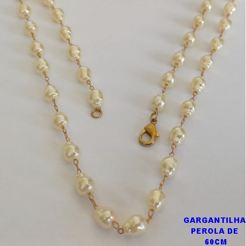 GARGANTILHA NO BRUTO PRONTO PARA O BANHO - GARGANTILHA TODA EM PÉROLAS BARROCAS 7MM - TAMANHO 60CM - PESO: 8GR - BRU12710