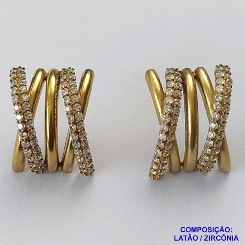 BRINCO NO BRUTO PRONTO BANHO (CX06) - BRINCO CRAVEJADOS EM MICROS ZIRCÔNIAS CRISTAIS - TAMANHO 22MM LARGURA 17MM - PESO TOTAL 7,6GR - BRU12734