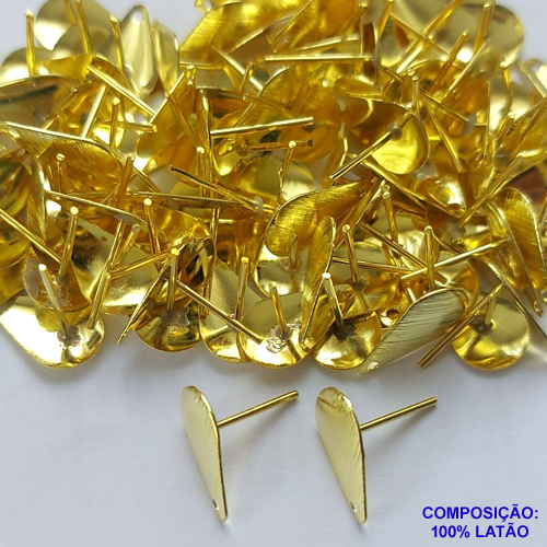 ACESSÓRIO NO BRUTO PRONTO PARA O BANHO - BASE PARA BRINCO COM PINO TIPO GOTA - TAMANHO 7X12MM  PESO DO PAR 0,5GR - (VENDIDA POR PAR) - BRU0002149