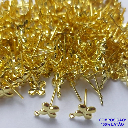 ACESSÓRIO NO BRUTO PRONTO PARA O BANHO - BASE PARA BRINCO COM PINO TREVO - TAMANHO 7MM  PESO DO PAR 0,4GR - (VENDIDA POR PAR) - BRU0002154