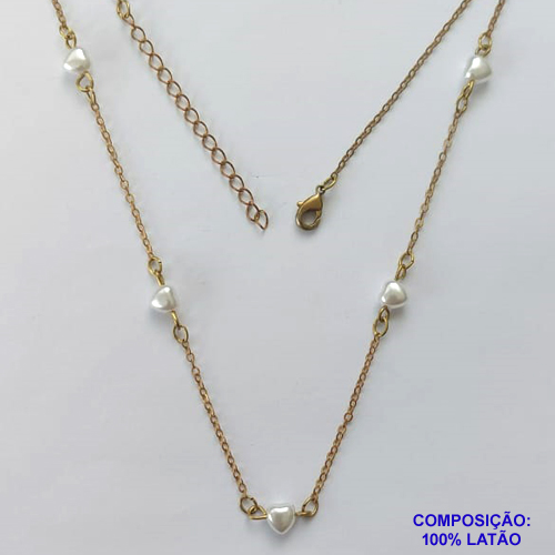 SHOCKER BRUTO PRONTO PARA BANHO - SHOCKER COM CORRENTE CADEADO PÉROLAS CORAÇÃO - TAMANHO 40CM + EXTENSOR - PESO: 2,3GR - FECHO LAGOSTA - BRU12748