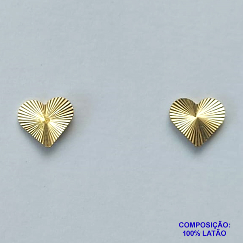 BRINCO NO BRUTO PRONTO PARA O BANHO(CX49) - BRINCO DE PINO CORAÇÃO - TAMANHO 8MM - PESO TOTAL 0,5GR - COMPOSIÇÃO: 100% LATÃO - BRU12767