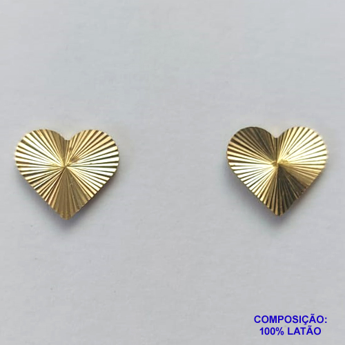 BRINCO NO BRUTO PRONTO PARA O BANHO - BRINCO DE PINO CORAÇÃO - TAMANHO 10MM - PESO TOTAL 0,7GR - COMPOSIÇÃO: 100% LATÃO - BRU12768