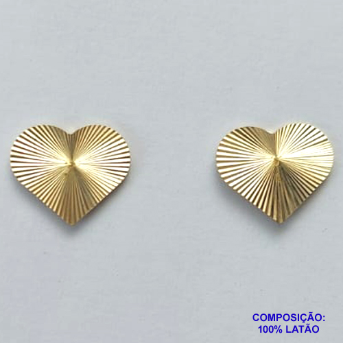 BRINCO NO BRUTO PRONTO PARA O BANHO - BRINCO DE PINO CORAÇÃO - TAMANHO 12MM - PESO TOTAL 0,9GR - COMPOSIÇÃO: 100% LATÃO - BRU12769
