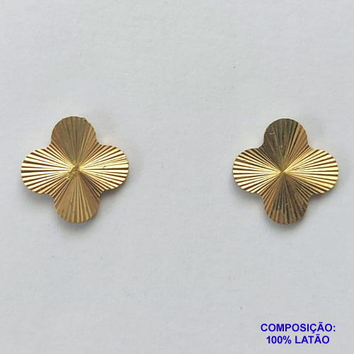 BRINCO NO BRUTO PRONTO PARA O BANHO - BRINCO DE PINO TREVO - TAMANHO 11MM - PESO TOTAL 0,9GR - COMPOSIÇÃO: 100% LATÃO - BRU12771