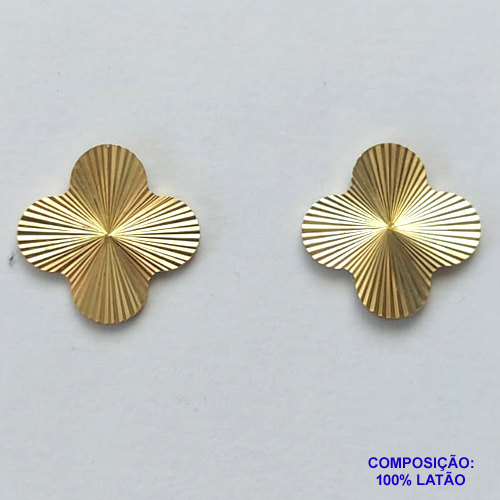 BRINCO NO BRUTO PRONTO PARA O BANHO - BRINCO DE PINO TREVO - TAMANHO 13MM - PESO TOTAL 1,2GR - COMPOSIÇÃO: 100% LATÃO - BRU12772