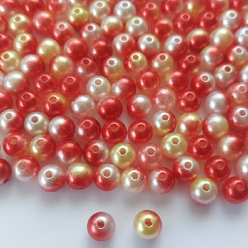 ACESSÓRIO NO BRUTO PRONTO PARA O BANHO - PÉROLA VERMELHA MESCLADA 8MM COM FURO PASSANTE - PESO 0,5GR - VENDIDA POR UNIDADE - BRU0002172