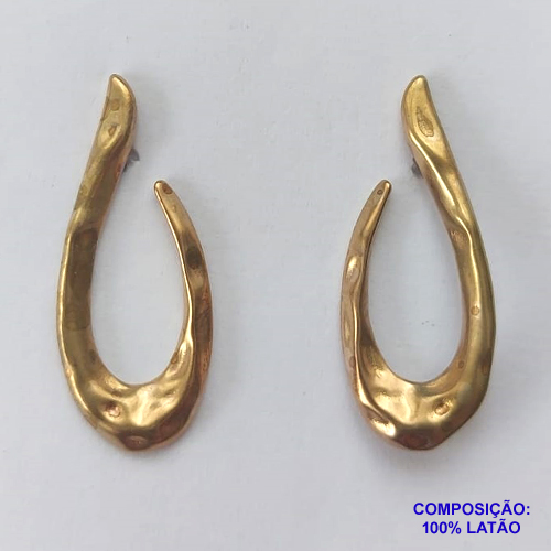 BRINCO NO BRUTO PRONTO PARA O BANHO(CX70) - BRINCO DE PINO GOTA MARTELADA VAZADA - TAMANHO 13X33MM - PESO TOTAL 3,2GR - COMPOSIÇÃO: 100% LATÃO - BRU12790
