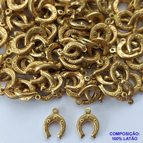 ACESSÓRIO NO BRUTO PRONTO PARA O BANHO (CX22)- FERRADURA DUPLA 14MM (E869) - PESO 0,4GR - COMPOSIÇÃO: 100% LATÃO - BRU0002190