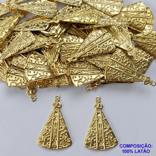 ACESSÓRIO NO BRUTO PRONTO PARA O BANHO (CX22) - NOSSA SRA APARECIDA 30MM (633) - PESO 1,3GR - COMPOSIÇÃO: 100% LATÃO - BRU0002192