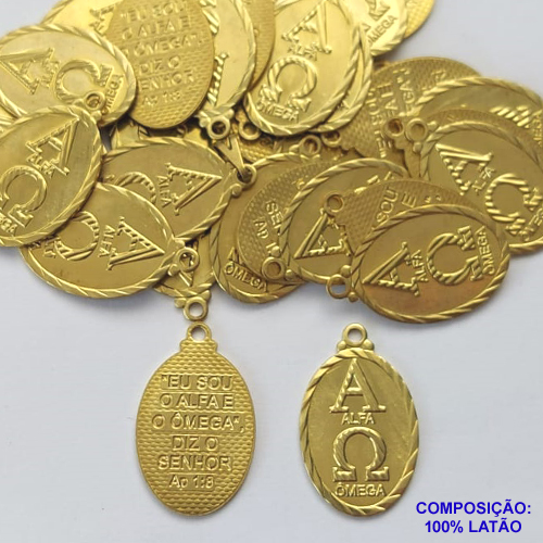 ACESSÓRIO NO BRUTO PRONTO PARA O BANHO (CX22)- ALFA OMEGA 20MM (5216) - PESO 1,4GR - COMPOSIÇÃO: 100% LATÃO - BRU0002208
