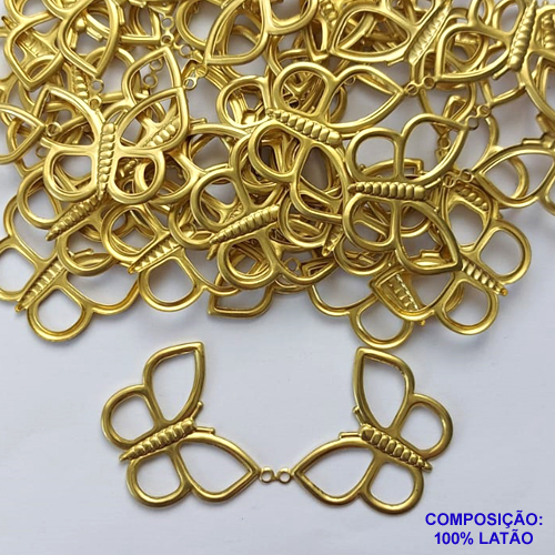 ACESSÓRIO NO BRUTO PRONTO PARA O BANHO (CX22) - BORBOLETA 24X30MM (17) - PESO 2,6GR - COMPOSIÇÃO: 100% LATÃO - BRU0002209