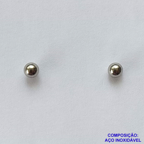 BRINCO EM AÇO INOXIDÁVEL - BRINCO BOLINHA - TAMANHO 4MM - COMPOSIÇÃO: AÇO INOXIDÁVEL -  AÇO1011