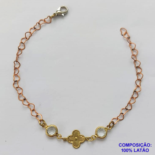PULSEIRA NO BRUTO PRONTO PARA O BANHO - PULSEIRA COM CRISTAIS  E PINGENTE TIPO VAN CLEEF - TAMANHO 18CM - PESO 1,54GR - BRU12801