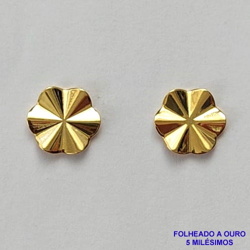BRINCO FOLHEADO A OURO - BANHADO COM 5 MILÉSIMOS + VERNIZ DIAMOND - BRINCO DE PINO REDONDO MARTELADO 11MM - OURO052