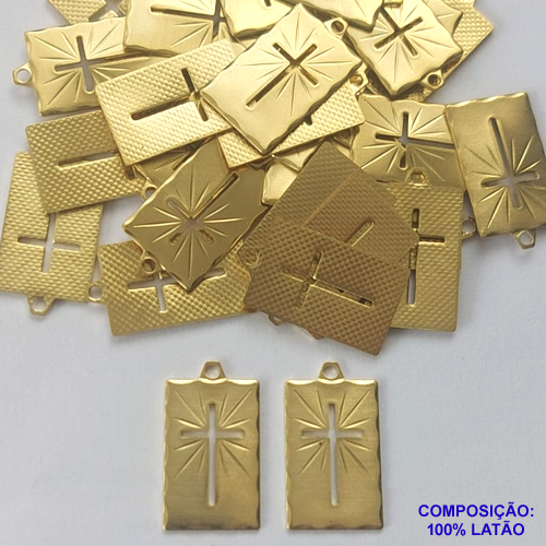 ACESSÓRIO NO BRUTO PRONTO PARA O BANHO (CX28) - PLACA CRUZ VAZADA 20MM (292) - PESO 1,3GR - COMPOSIÇÃO: 100% LATÃO - BRU0002241