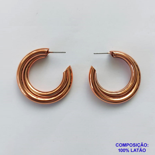 BRINCO NO BRUTO PRONTO PARA O BANHO - BRINCO DE PINO COM DUAS ARGOLAS - TAMANHO 6X24MM - PESO TOTAL 6GR - COMPOSIÇÃO: 100% LATÃO - BRU12819