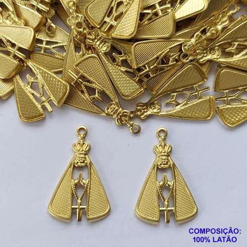 ACESSÓRIO NO BRUTO PRONTO PARA O BANHO (CX25) - NOSSA SRA APARECIDA 20MM (3782) - PESO 0,8GR - COMPOSIÇÃO: 100% LATÃO - BRU0002245