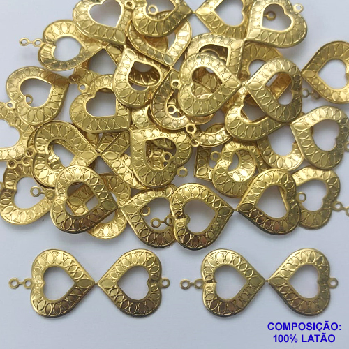 ACESSÓRIO NO BRUTO PRONTO PARA O BANHO (CX24) - CORAÇÃO DUPLO VAZADO 22X24MM (397) - PESO 2GR - COMPOSIÇÃO: 100% LATÃO - BRU0002255
