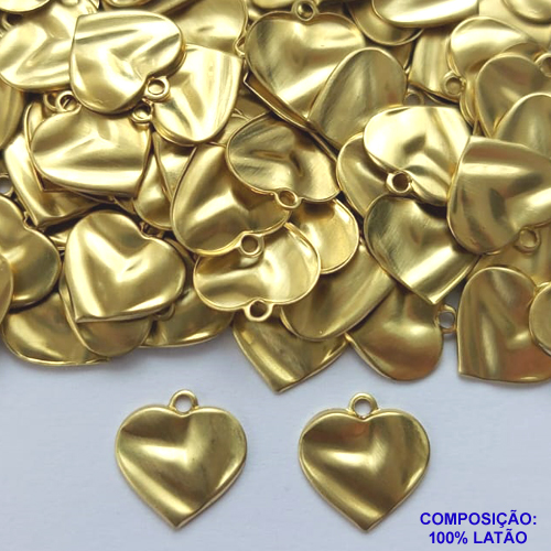 ACESSÓRIO NO BRUTO PRONTO PARA O BANHO (CX28) - CORAÇÃO MARTELADO 10MM (4984) - PESO 0,3GR - COMPOSIÇÃO: 100% LATÃO - BRU0002265