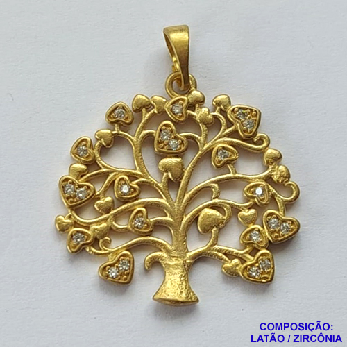 PINGENTE NO BRUTO PARA BANHO (CX25) - PINGENTE ÁRVORE DA VIDA COM ZIRCÔNIAS  - TAMANHO 22X25MM - PESO 2,8GR - BRU12838
