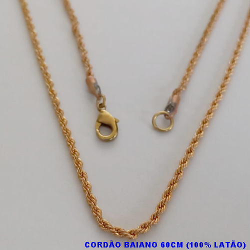 CORRENTE NO BRUTO PRONTO PARA O BANHO -  CORDÃO BAIANO(L350) LARGURA 2,5MM - TAMANHO 60CM - PESO TOTAL 10,8GR - BRU12900